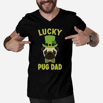 Mens Pug Dad Pug St Patricks Day 2018 For Pug Dads Men V-Neck Tshirt - Seseable