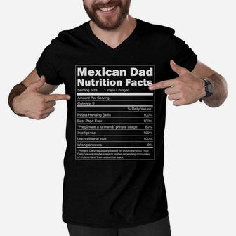 Mens Regalo Para Papa - Nutrition Facts Funny Mexican Dad Shirt Men V-Neck Tshirt - Seseable