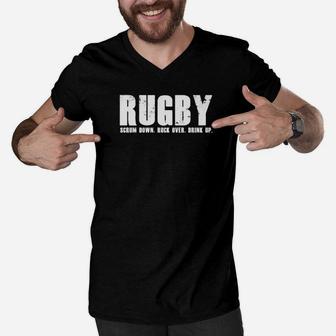 Mens Rugby For Rugby Dads On Fathers Day Rugby Premium Men V-Neck Tshirt - Seseable