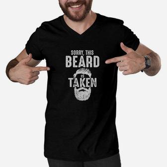 Mens Sorry This Beard Is Taken Fathers Day Gifts Men V-Neck Tshirt - Seseable