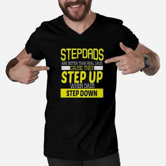Mens Stepdads Are Better Than Real Dads Fathers Day Daddy Gifts Premium Men V-Neck Tshirt - Seseable
