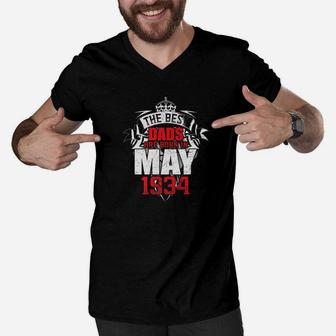 Mens The Best Dads Are Born In May 1934 Men V-Neck Tshirt - Seseable
