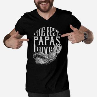Mens The Best Papas Have Beards Funny Beard Shirt Gift For Dads Men V-Neck Tshirt - Seseable