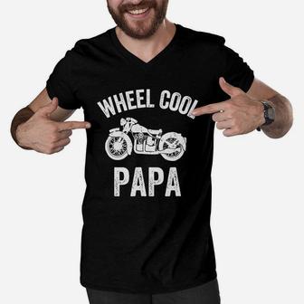 Mens Wheel Cool Papa Motorcycle Rider Biker T Shirt Men V-Neck Tshirt - Seseable