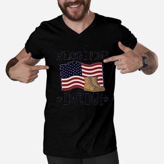 Military Daddy Welcome Home Baby Men V-Neck Tshirt - Seseable