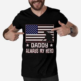 Military Soldier Daddy Always My Hero Men V-Neck Tshirt - Seseable
