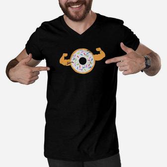 Muscle Donut Funny Powerlifting Shirt Fathers Day Premium Men V-Neck Tshirt - Seseable
