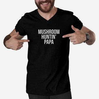 Mushroom Hunting Morel Papa Dad Fathers Day Men V-Neck Tshirt - Seseable