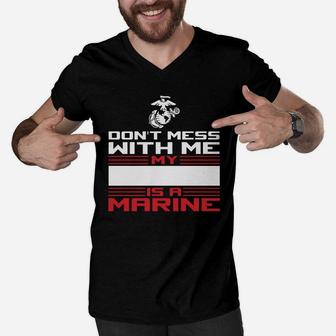 My Daddy Is A Marine, Custom Design Template Men V-Neck Tshirt - Seseable