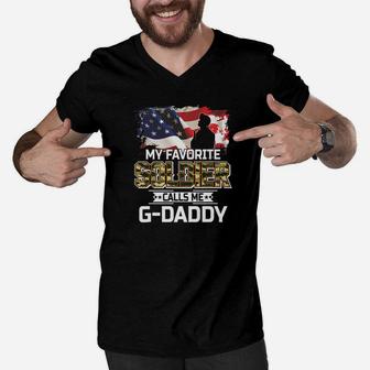 My Favorite Soldier Calls Me Gdaddy Army Veteran Shirt Men V-Neck Tshirt - Seseable