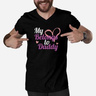 My Heart Belongs To Daddy Fathers Day Men V-Neck Tshirt - Seseable