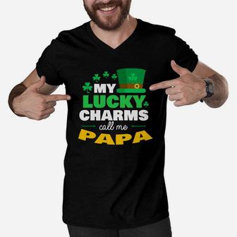 My Lucky Charms Call Me Papa Shirt Patricks Men V-Neck Tshirt - Seseable