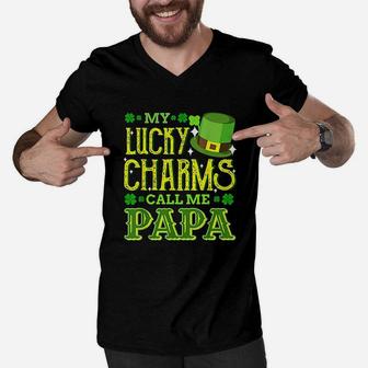 My Lucky Charms Call Me Papa St Patricks Day Men V-Neck Tshirt - Seseable