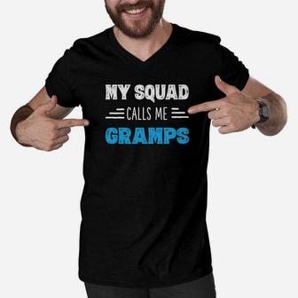 My Squad Calls Me Gramps Shirt Papa Grandpa Gifts From Kids Men V-Neck Tshirt - Seseable