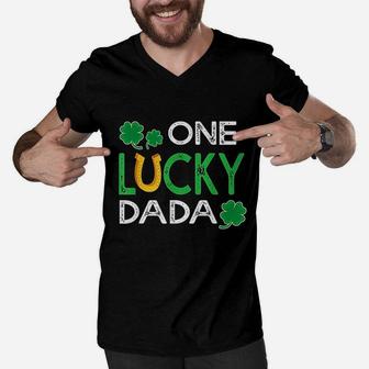 One Lucky Dada St Patricks Day, dad birthday gifts Men V-Neck Tshirt - Seseable