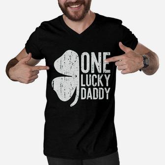 One Lucky Daddy, dad birthday gifts Men V-Neck Tshirt - Seseable