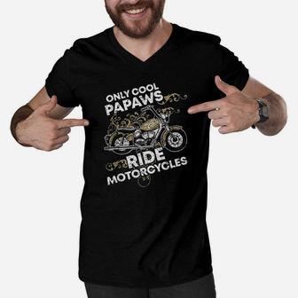 Only Cool Papaws Riding Motorcycle Lovers Riders Biker Gift Men V-Neck Tshirt - Seseable