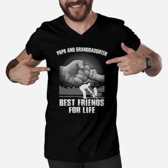 Papa And Granddaughter Best Friends For Life Men V-Neck Tshirt - Seseable