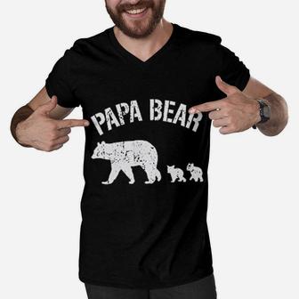 Papa Bear Baby Bear, dad birthday gifts Men V-Neck Tshirt - Seseable