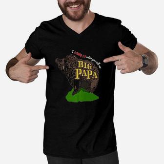 Papa Bear Fathers Day Funny Dad Joke Pun Men V-Neck Tshirt - Seseable