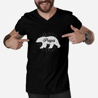 Papa Bear For Men, dad birthday gifts Men V-Neck Tshirt - Seseable