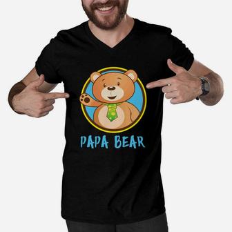 Papa Bear Matching Shirt Cute Papa Bear Couple Shirt Men V-Neck Tshirt - Seseable