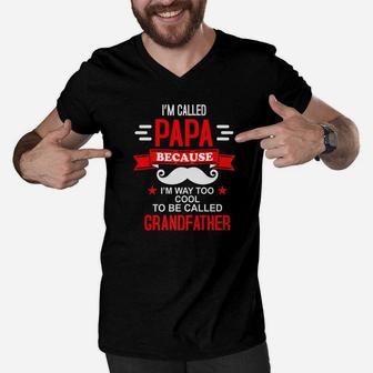 Papa Cool S Grandfather, best christmas gifts for dad Men V-Neck Tshirt - Seseable