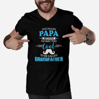 Papa Cool To Be Grandfather, best christmas gifts for dad Men V-Neck Tshirt - Seseable
