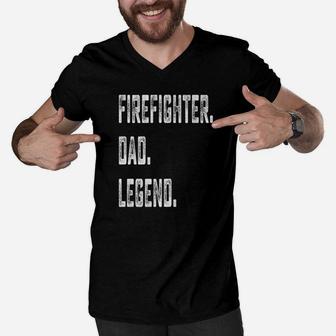 Papa Firefighter Dad Legend, best christmas gifts for dad Men V-Neck Tshirt - Seseable