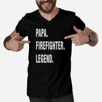 Papa Firefighter Legend Men V-Neck Tshirt - Seseable