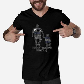 Papa Knows Best, dad birthday gifts Men V-Neck Tshirt - Seseable