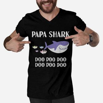 Papa Shark Funny Cute, best christmas gifts for dad Men V-Neck Tshirt - Seseable