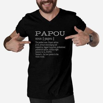 Papou Definition Grandpa Father Day Gifts Me Men V-Neck Tshirt - Seseable