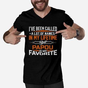 Papou Is My Favorite Name In My Lifetime Shirt Father Day Men V-Neck Tshirt - Seseable