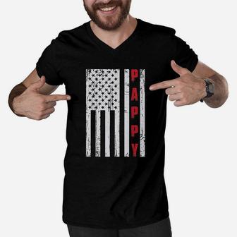 Pappy Fathers Day American Flag Men V-Neck Tshirt - Seseable