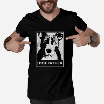 Pit Bull Terrier The Dogfather, best christmas gifts for dad Men V-Neck Tshirt - Seseable