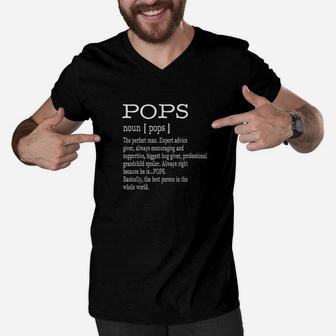 Pops Definition Grandpa Father Day Gift Men V-Neck Tshirt - Seseable