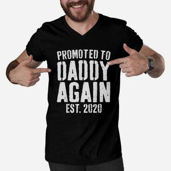 Promoted To Daddy Again 2020t Soon To Be Dad Gift Men V-Neck Tshirt - Seseable
