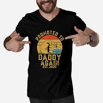 Promoted To Daddy Again, dad birthday gifts Men V-Neck Tshirt - Seseable