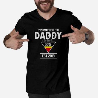 Promoted To Daddy Est 2019 Soon To Be Daddy Shirt Men V-Neck Tshirt - Seseable