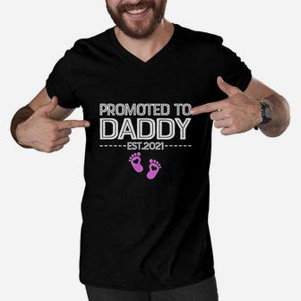 Promoted To Daddy Its A Girl Est 2021 New Dad First Daddy Men V-Neck Tshirt - Seseable