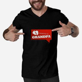 Promoted To Grandpa Funny Is A Cute New Papa Gift Men V-Neck Tshirt - Seseable