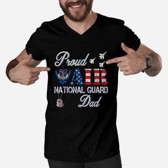 Proud Air National Guard Dad Air Force Veterans Day Men V-Neck Tshirt - Seseable