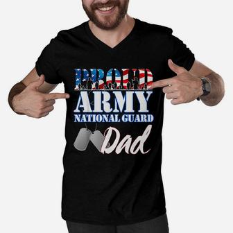 Proud Army National Guard Dad Fathers Day Men V-Neck Tshirt - Seseable