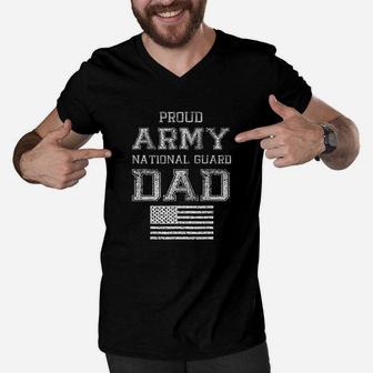 Proud Army National Guard Dad Us Military Gift Men V-Neck Tshirt - Seseable