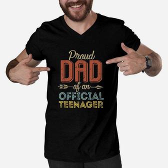 Proud Dad Of Official Teenager Men V-Neck Tshirt - Seseable