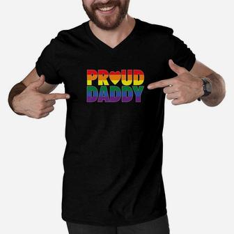 Proud Daddy Lgbt Parent Gay Pride Fathers Day Premium Men V-Neck Tshirt - Seseable