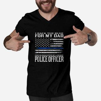 Proud Daughter Of Police Officer Dad Men V-Neck Tshirt - Seseable