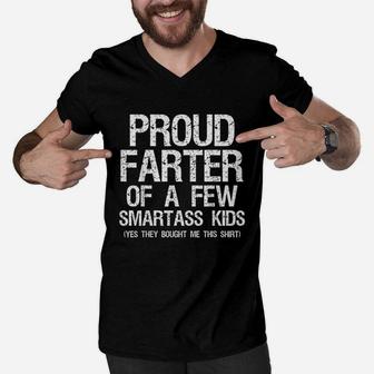 Proud Farter Of A Few Smartass Kids Fathers Day Men V-Neck Tshirt - Seseable
