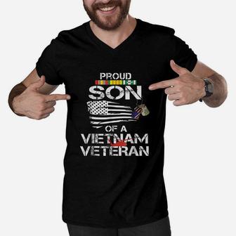 Proud Son Of A Vietnam Veteran Fathers Day Gift Men V-Neck Tshirt - Seseable